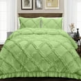 thumbnail image 1 of SGI Bedding 3 Piece Cotton Diamond Ruffle Duvet Cover Sage Solid 600TC Twin, 1 of 8