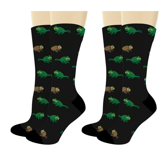 ThisWear Animal Gifts Funny Chameleon Socks Chameleon Gifts for Men and Women 2-Pairs Novelty Crew Socks