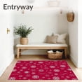 thumbnail image 3 of ODIKA 5'x7' Machine Washable Non-Slip Area Rug, Elegant Wintry Celebration Snowy Landscape High Traffic Rug, Red, 623226, 3 of 7