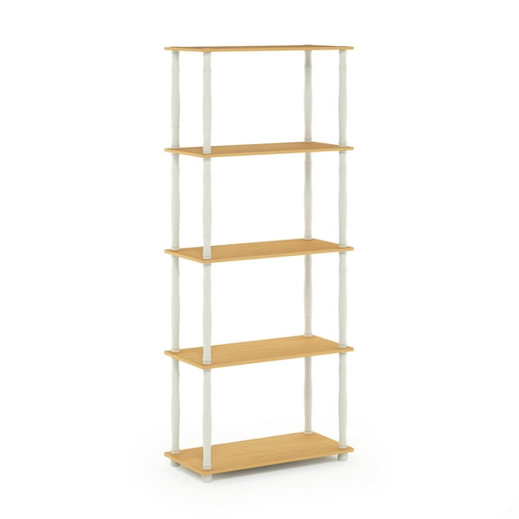 Furinno Rata 6-Tier Industrial Multipurpose Flat Base Shelf Display Rack with Metal Frame, Wide, French Oak Grey
