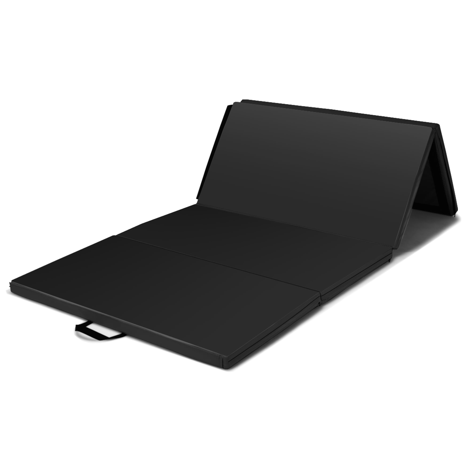 Gymax Foldable Gymnastics Exercise Mat Tumbling Pad 4 Ft. x 8 Ft. with Carrying Handles, Black