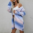 thumbnail image 4 of IROINNID Women's Mid-Length Cardigan Coat Gradient Long Sleeve Casual Long Cardigan Coat Sweater Outerwear, Blue, 4 of 6