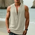 thumbnail image 7 of YFNNUP Men Tank Tops Cotton Linen Beach Sleeveless Shirts Loose Fit V Neck Lapel Hippie T Shirts Summer Lightweight Tropical Henley Shirts, 7 of 7
