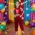 thumbnail image 2 of Teen Girls Dance Sequin Red Dance Sleeveless Tank Top and Pants Outfit Set Jazz Dance Street Dance Outerwear 12-13 Years, 2 of 4