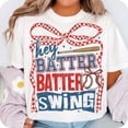 thumbnail image 3 of Retro Baseball Batter Batter Swing Tee Shirt, Checkered Baseball Coquette Shirt, Game Day Baseball Coquette Tee, Baseball Mom, Baseball Shirt, 3 of 4