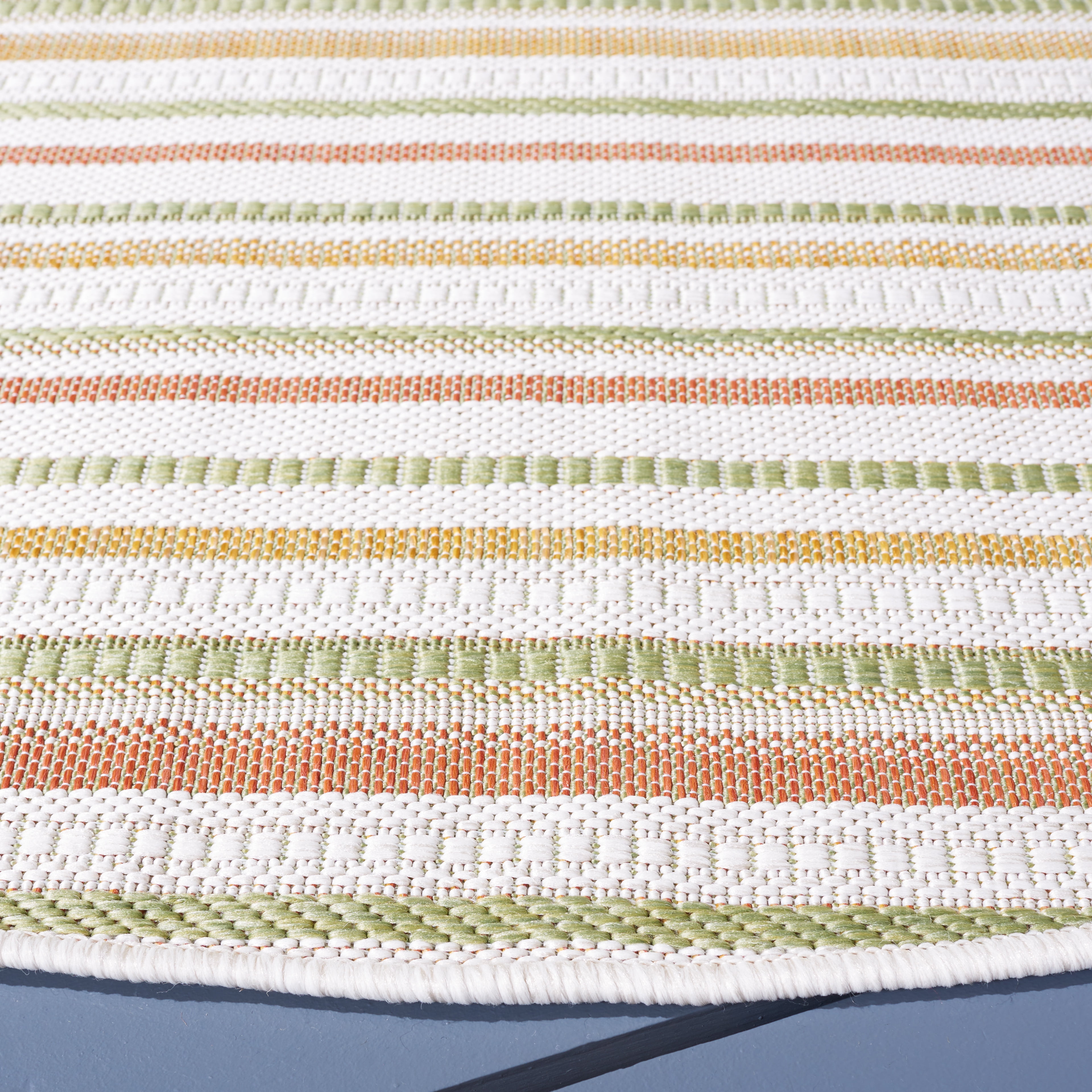 Safavieh Courtyard Roslyn Striped Indoor/Outdoor Area Rug, Beige/Rust Yellow, 6'7" x 6'7" Round