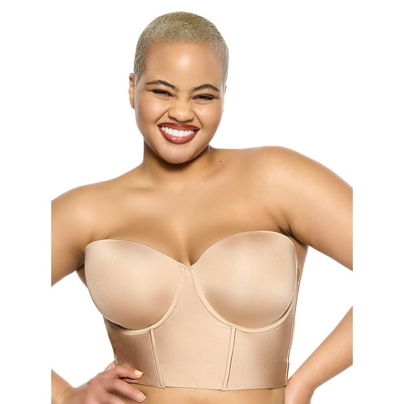 Felina | Body Veil Longline Strapless Bra | Seamless | Contour | Adjustable (32C, Warm Neutral)