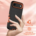 thumbnail image 4 of I-HONVA Compatible with iPhone Air Case,3-Layer Heavy Duty Drop Protection Anti-Slip Bumper Rugged Shockproof Dustproof Protection 6.6 inch Phone Case,Stripe Black Orange, 4 of 7