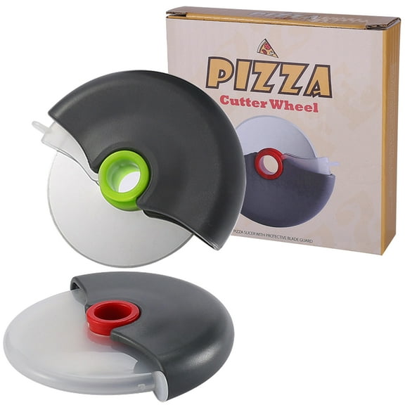 DIY.STORE 2 Pcs Pizza Cutter with Cover, Ergonomic Pizza Cutter Wheel, Sharp Stainless Steel Blade, Smooth Rotating Pizza Wheel, Detachable Slicer Easy to Clean-Dishwasher Safe