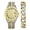GoldSilver, variant on 2 Pieces Men Rhinestone Watch Bracelet Set Luxury Fashion Jewelry for Men
