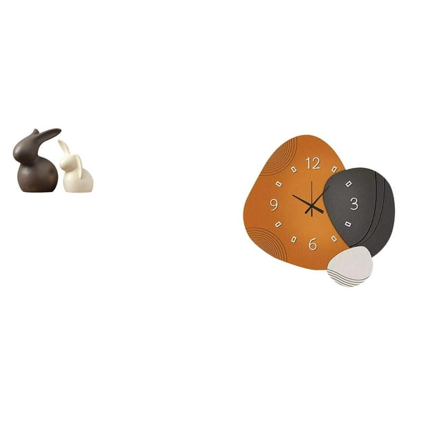 Estatua de cerámica,Juego de estatuas de cerámica para decoración de mesa de oficina en casa,Reloj de pared,Reloj de pared moderno Reloj decorativo Reloj de pared,Reloj silencioso de
