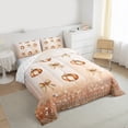 thumbnail image 3 of Manfei Princess Bowknot Full Size Comforter Sets for Girls, Orange Sequin Print Bedding Comforter Set, Fall Autumn Maple Leaf Reversible Bedding Sets,Super Cozy Room Decor, 3-Piece, 3 of 8