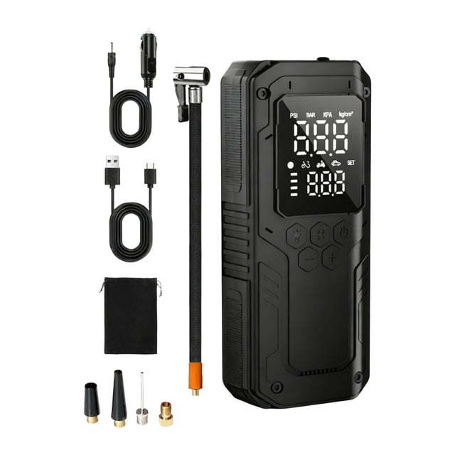 BotaniNest Portable Air Compressor For High Pressure Digital Tire With LED Light And Emergency Power Bank For Vehicle Motorcycle Bike Tires And Sports