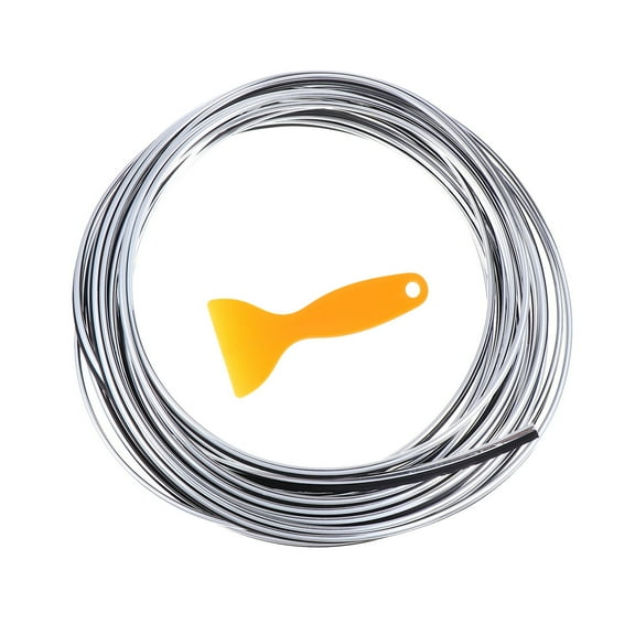 FOLOYORI Automotive Interior Trim Car Trim Interior Strips Silver PVC 1 Set