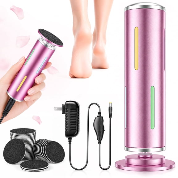 Arenviy Electric Foot Callus Remover, Adjustable Speed Metal Foot File with 60 Pcs Sandpaper Discs, Professional Pedicure Tool for Feet Care - Dead, Hard Cracked Dry Skin & Calluses