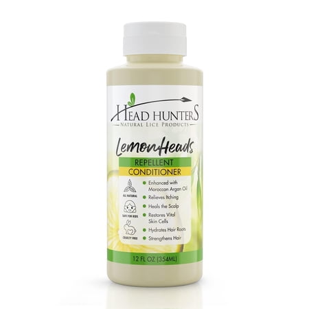 Head Hunters Natural Lice Products Lemon Heads Lice Prevention Conditioner - Daily Head Lice Conditioner for Kids and Adults - Natural and Non-Toxic, Extremely Effective Without Chemicals - 12 Fl Oz