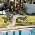 thumbnail image 3 of Costway 2 Pcs Chaise Longue Pliante Fauteuil Inclinable en Aluminium Dossier Réglable Roues, 3 of 8