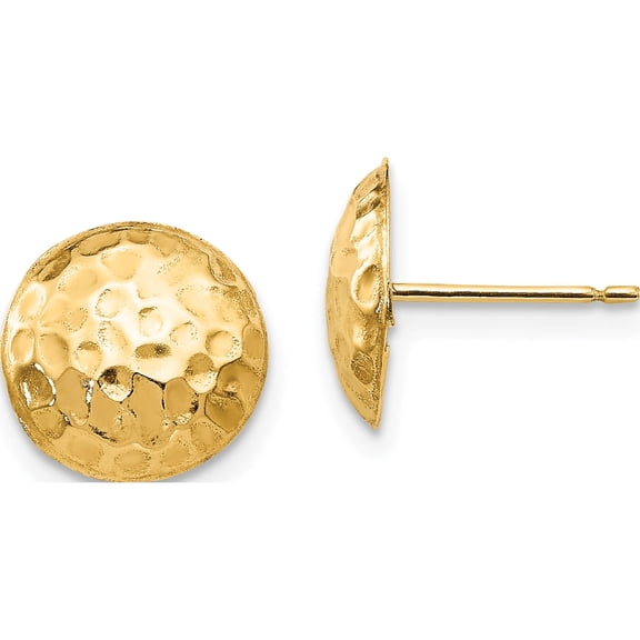 14K Yellow Gold Madi K Puffed Round Post Earrings (9 X 9) Made In China se2198