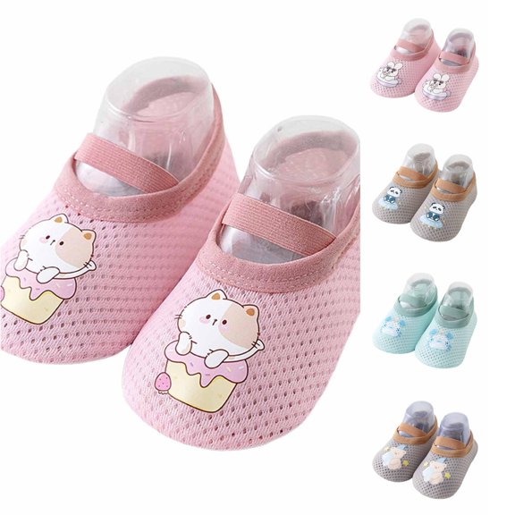 Krdevn Mesh Strap Sock Shoes, Cartoon Print Traction Outsole for Early Movement (Baby,Toddler),0-10 Months