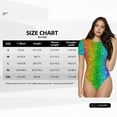 thumbnail image 5 of Uemuo Glitter Rainbow Pattern Women's One Piece Short Sleeve Swimsuit Rash Guard Surfing Modest Quick-drying Swimsuit Beach Essentials-Medium, 5 of 9
