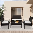 thumbnail image 3 of 4 Pieces Outdoor Wicker Conversation Set, All-Weather Rattan Patio Furniture Sets with Arm Chairs, Tempered Glass Table and Cushions, Sectional Sofa Set for Backyard, Garden, Poolside, 3 of 8