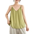 thumbnail image 2 of Endives Women's Tanks Camisole Cotton Linen Tank Top Thin V Neck Vest Loose Slimming Top Base Shirt For Women Light Green, 2 of 4