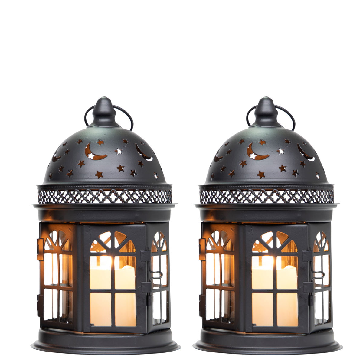 free shipping Set of 2  Metal Hanging Lantern Candle Holder indoor or outdoor 