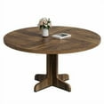 thumbnail image 1 of 1 Table à Manger Ronde en Planches de Bois avec Pieds Courbés, 1 of 8