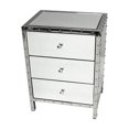 thumbnail image 4 of Neyri Mirrored Nightstand, Mirrored Nightstand, Bedroom Nightstand, MDF Nightstand, Mirrored Bedside Table, Silver Nightstand, Three Drawer Nightstand with Clear Knobs, 4 of 5
