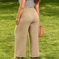 thumbnail image 4 of Levmjia Women's Plus Size Wide Leg Pants High Waisted Solid Color Trousers with Pockets Casual Flowy Beach Summer Dress Pants, 4 of 9