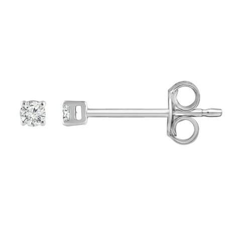 Unique Moments 1/10 Ct Round Lab Grown Diamond Stud Earrings in 10K White Gold for Women (J-SI-I1)