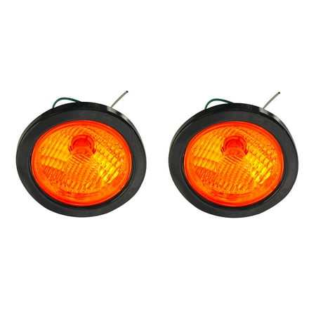 

APSMOTIV 2x 4 Round Side Indicator Flasher Lamp Light Assembly Set with 12v Bulbs Suitable for Bus Trailers Truck Semi-truck Lorries Dump Tractors Off Raod etc