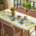 thumbnail image 3 of Yellow Lemon Table Cloths for 3 Foot Rectangle Tables, Summer Botanical Plaid Elegant Pastoral Patio Waterproof Elastic Fitted Tablecloths, Washable Rectangular Table Cover for Camping, 3 of 8