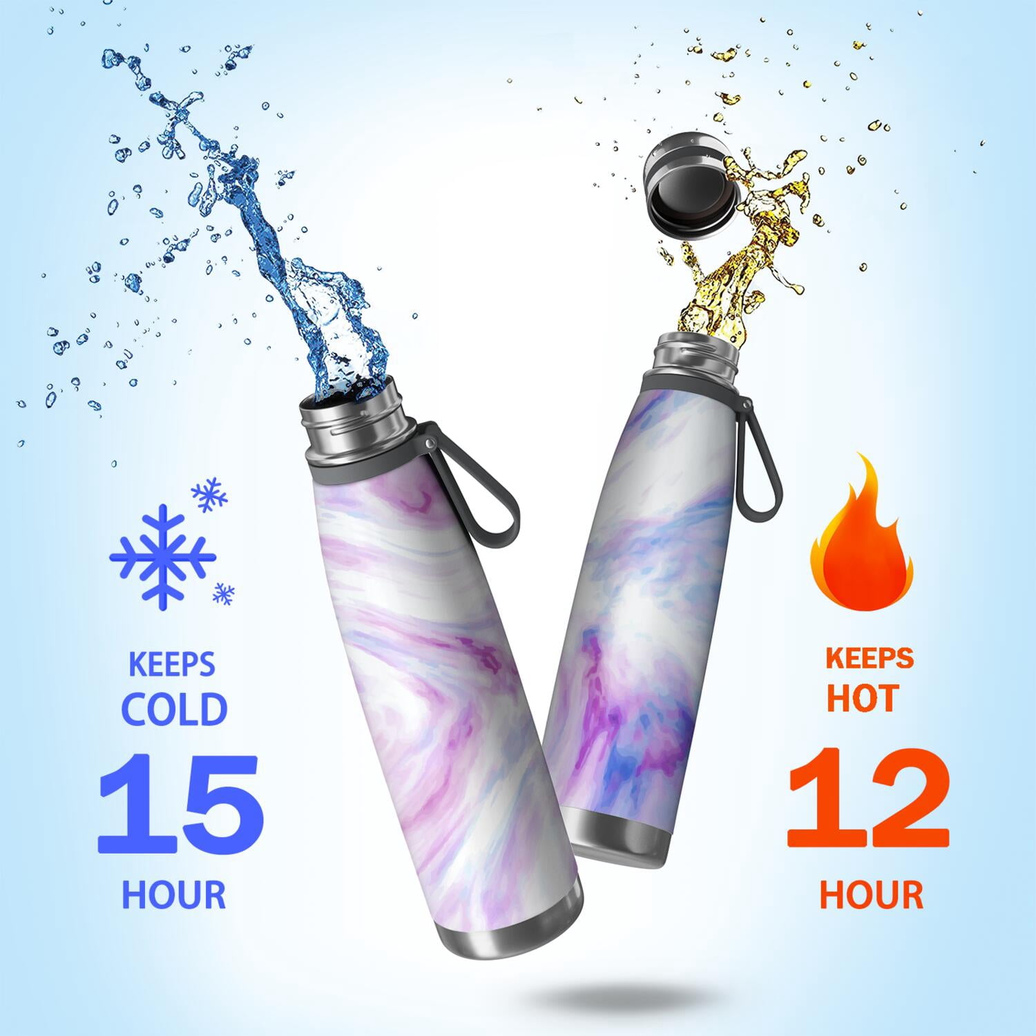 29oz Insulated Water Bottle with Tea Infuser, Stainless Steel Travel Mug, Liquid & Marble Print