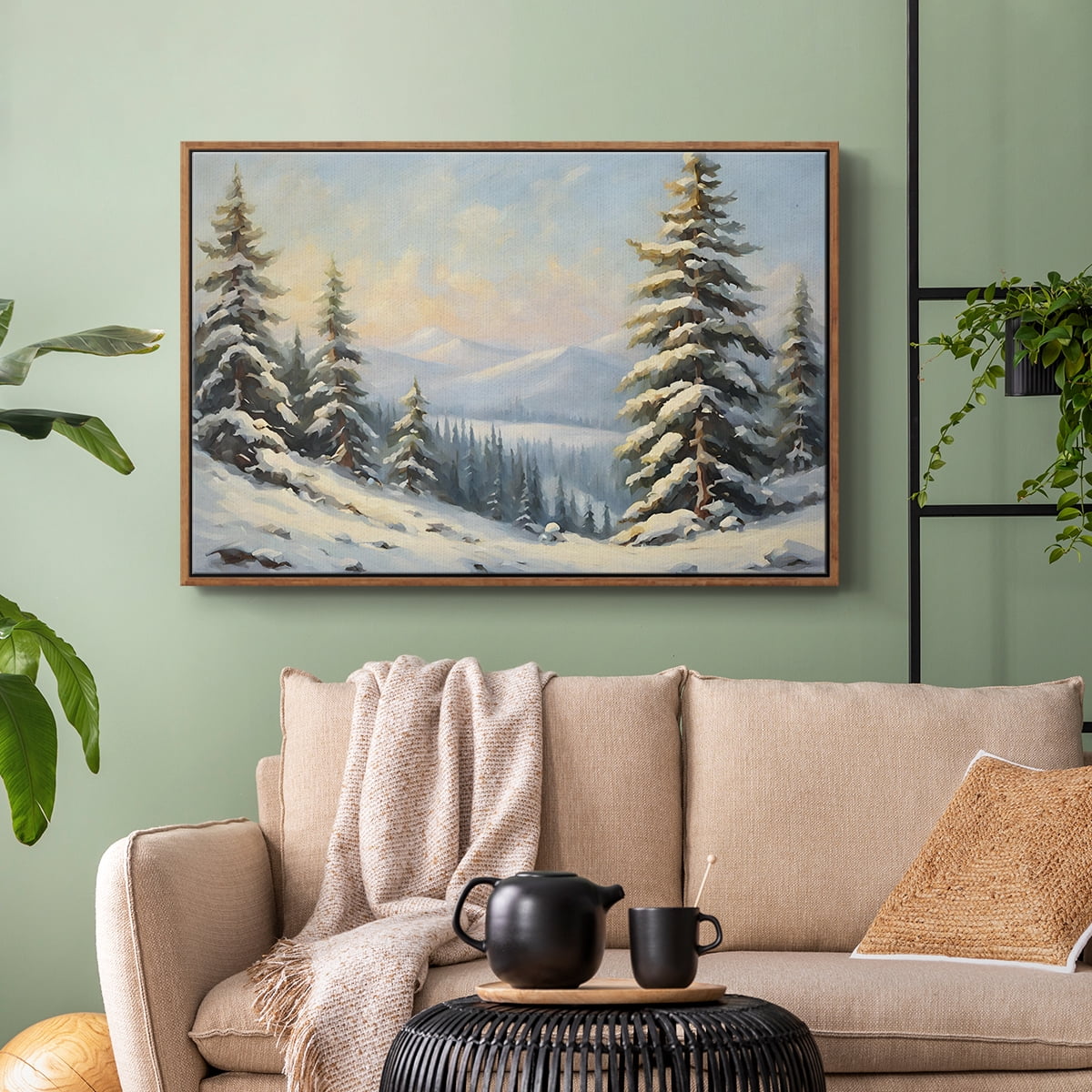 Vintage Landscape-CCIV By Wexford Home Framed in Walnut Wood Gallery Wrapped Canvas 27 in. x 41 in.