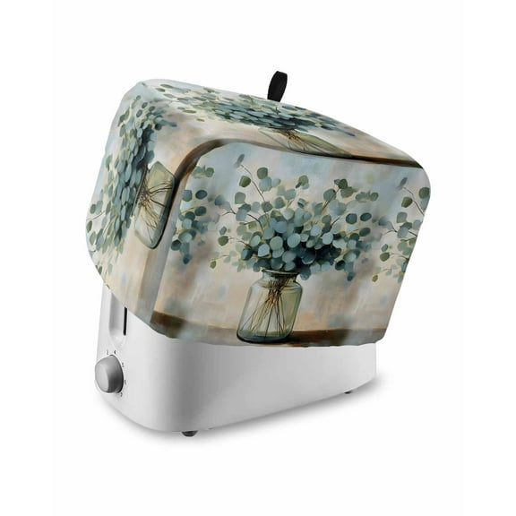 Fsddascl Summer Eucalyptus Small Toaster Cover 2 Slice, Kitchen Appliance Covers, Botanical Leaves Modernism Painted Toaster Oven Cover with Loop, Bread Machine Cover Polyester Dust Cover Protection