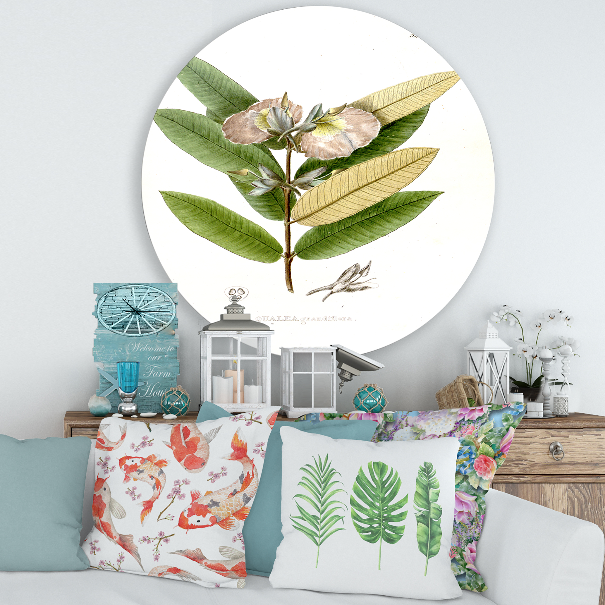 Designart 'Ancient Blossoming Flower II' Traditional Circle Metal Wall Art 36x36 - Disc of 36