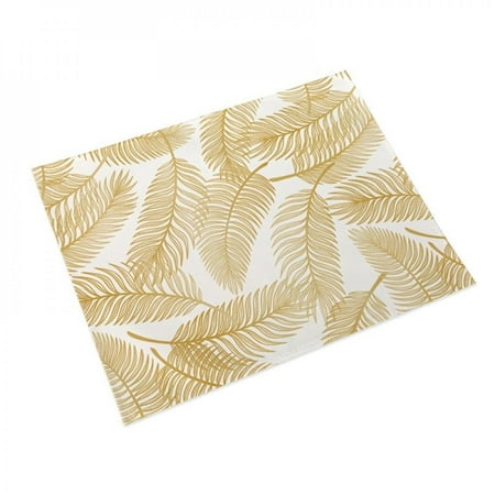 

[CLEARANCE PRICE]Ins Gold Leaf Placemat Coffee Table Tablecloth Cotton Linen Placemats Single-sided Printing Waterproof Placemat