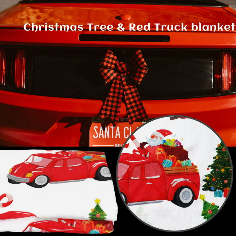 Red Truck Christmas Blanket Throw- Winter for Women Men Teens- Christmas  Tree Santa Candy Cane Throw Blankets - Cute Red Christmas Blankets and  Throws - Soft Decor Stuff, 50x60 inch 