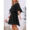 thumbnail image 3 of DARING DIVA Women's Chiffon Half Sleeve V Neck Wedding Guest Dress S Black, 3 of 7
