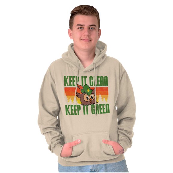Woodsy Owl Keep it Clean and Green Hoodie Sweatshirt Women Men Brisco Brands S