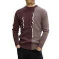 thumbnail image 2 of Men's Mock Turtleneck Sweater Color Block Ribbed Knit Thermal Pullover for Fall and Winter Casual Wear, Ideal for Christmas Parties,Coffee,XL, 2 of 6