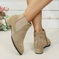 thumbnail image 4 of Suede Chelsea Boots Women Zip up Low Block Heel Pointed Toe Dress Fall Ankle Booties Slip on Stretch Short Boots, 4 of 7
