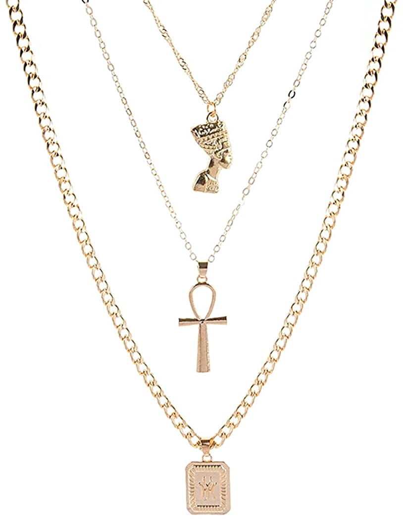Gothic Layered Ankh Cross Necklaces 