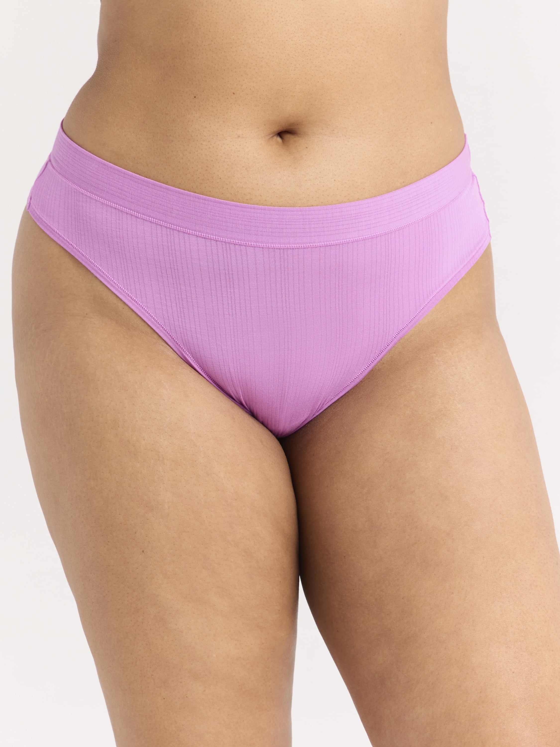 Joyspun Women's Ribbed Modal Thong Panties, 3-Pack, Sizes XS-3XL