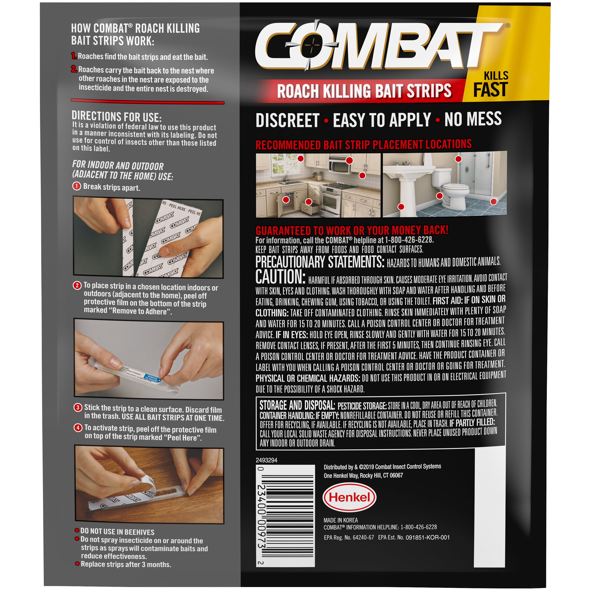 Combat Roach Killing Bait Strips for Large and Small Roaches, Indoor