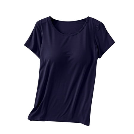 Tnhcen Ladies Camisole with Chest Pad No Steel Rings Bottom Underwear Yoga Sports T-Shirt Yoga Bra Cup Womens Camisole Tank Tops Blouses for Women Girls Navy