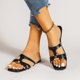 thumbnail image 4 of Sandalias y pantuflas planas de playa decorativas de metal con punta cuadrada para vacaciones de ocio para mujer Wmkox8yii ytu2446, 4 of 5