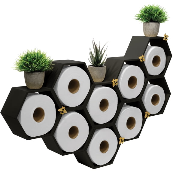 Excello Global Products Painted Honeycomb Toilet Paper Holder with Bees