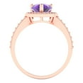thumbnail image 4 of 2.36 ctw with Simulated Diamond Halo Accents Anniversary Ring for Women | Pear Cut Natural Amethyst | Hyperallergenic Solid 18K Rose Gold, 4 of 5